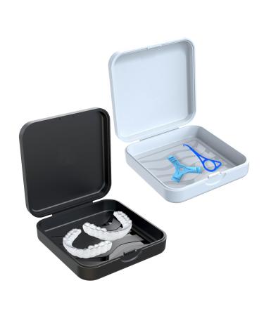 Dnom dose 2 pieces of spanging cans tooth rails storage box portable tooth rail box braces storage for men/women black/white
