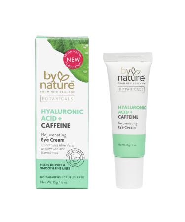 By Nature Botanicals Hyaluronic Acid & Caffeine Under Eye Cream - Firming & Refreshing Eye Cream for Dark Circles - Skincare from New Zealand - .5oz