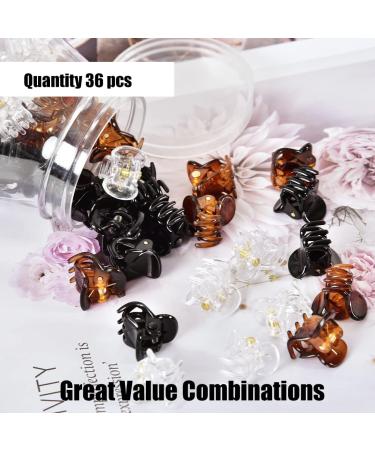 Mini Hair Claw Clips for Girls - 36 pcs Durable Small Jaw Clamps in Transparent Box - Ideal Plastic Tiny Clips for Kids Hairstyles (Black, Brown, Clear) - Buy Online on GoSupps.com