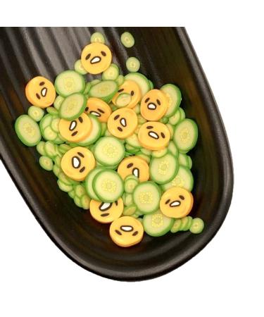 QR 50g Cartoon Zucchini Eggs Slices Polymer Hot Clay Sprinkles DIY Slime Filling Scrapbooking Phone Nail Art Decoration T1127 (Color : Zucchini Eggs) Assorted