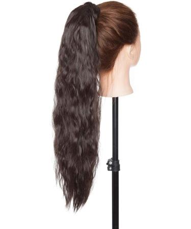 20 Real Long Corn Wave Ponytail Clip in Hair Extension for Women - Dark Brown 20 Inch - Wavy Wrap Around Hairpiece - Buy Online on GoSupps.com
