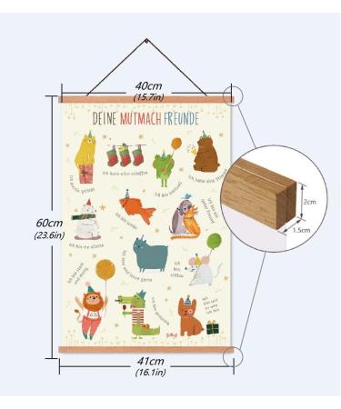 Kids Self-Confidence Poster | German Affirmation Art for Children's Room | A2 Size with Teak Wood Bar & Magnetic Fastening | Positive Affirmations for Animal Lovers - Buy Online on GoSupps.com