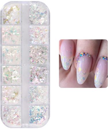 Nail Art Glitter Flake Nail Art Foil Flake Shining Holographic 12 Grids Nail Glitter Flake for Summer Nail Art Decoration Nail Glitter Flakes111 - Buy Online on GoSupps.com
