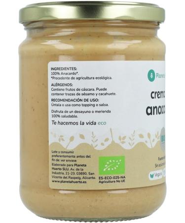  Planeta Huerto Planet Vegetable Garden | Cashew Nut Cream 350g | Organically Grown Food | Spread for Healthy Breakfasts | High-Quality Fiber-Rich Dried Fruit - Buy Online on GoSupps.com