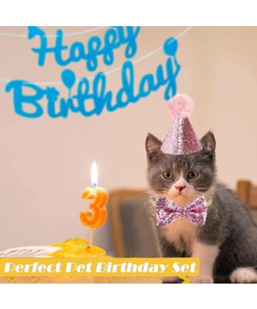 Dog Birthday Hat Dog Party Hat Kit with Bow Tie Collar and Blue Number for Pet Puppy Cat Birthday Decorations Pet Costumes Headwear Accessories 3 Pcs (Pink) - Buy Online on GoSupps.com