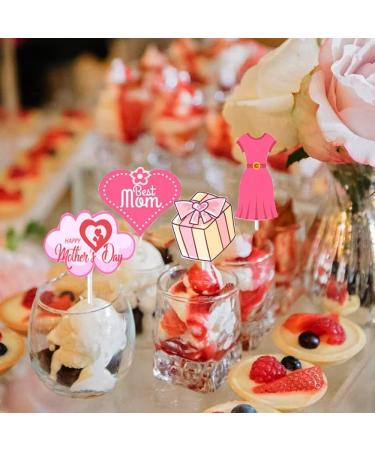 KIPETTO 24Pcs Happy Mother's Day Cupcake Toppers Best Mom Cake Topper Cupcake Picks for Mother's Day Birthday Party Decorations - Buy Online on GoSupps.com