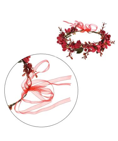 Christmas Headband Flower Crown with Red Berry & Pine Cone - Woodland Wedding Halo - Buy Online on GoSupps.com