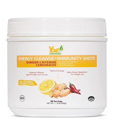Yae Organics Ginger Cayenne Lemonade New Upgraded Mild Formula - Immunity Shots Vitamin C Natural Energy Booster Juice with Alkaline Cleansing Benefits (80 Servings) (1.10lb (Pack of 1))