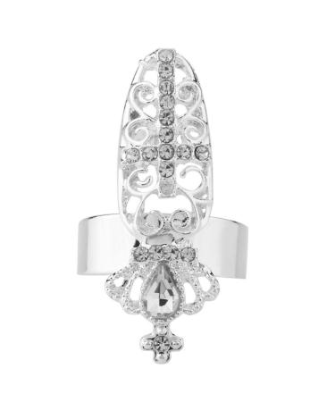 Styles Crystal Nail Ring Aluminum Alloy Stylish Beautiful Nail Accessories for Party(#8)