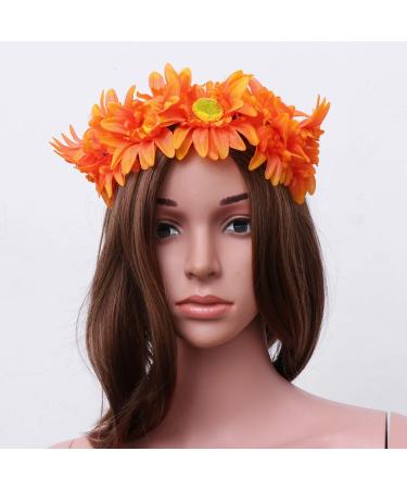 Beaupretty Orange Wedding Headband | Elastic Sunflower Wreath Headpiece for Parties & Holidays - Buy Online on GoSupps.com