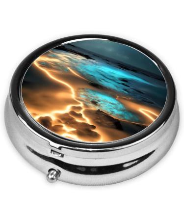 View Under The Moon Round Pill Box - 3 Compartment Organizer for Purse & Pocket - Portable Travel Solution - Buy Online on GoSupps.com