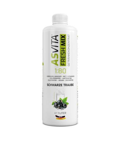 Asvita Beverage Concentrate Fresh Mix 1:80 - Sugar-Free Black Grape Syrup 1 Liter Bottle 26 Delicious Servings - Ideal for International Shipping - Buy Online on GoSupps.com