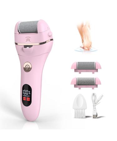 Electric Foot File Callus Remover, IPX7 Waterproof Portable Electronic Foot Scrubber Pedicure Tools for Removing Dead Hard Cracked Dry Skin and Powerful Pedi Spa(Pink)