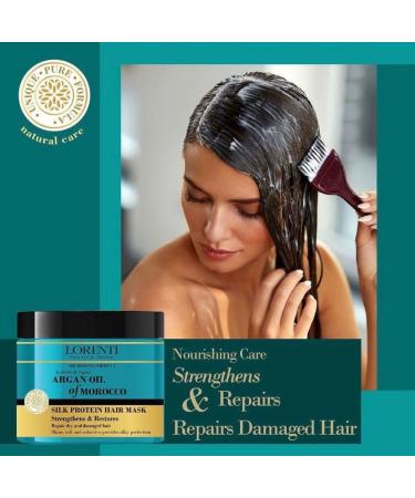 Lorenti Deep Conditioning Hair Mask 500 ml | For Dry Damaged Dense & Frizzed Hair | Contains Vitamin B7 & Proteins to Balance & Moisturize Hair | 16.9 Fl Oz (Argan Oil) - Buy Online on GoSupps.com