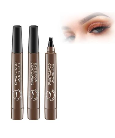 Lightsbetter Waterproof Brow Pen Lightsbetter Microblading Eyebrow Pencil 4 Tipped Precise Brow Pen Natural Brow Eyebrow Pen Long Lasting Eyebrow Pencil Waterproof (Dark Brown*2)