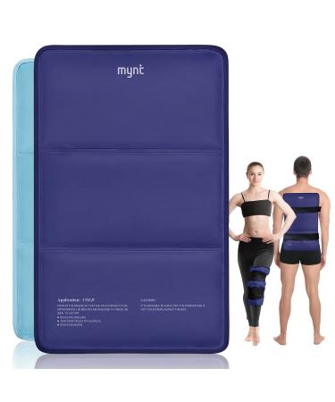 Mynt Reusable Gel Ice Pack with Large Size of 21''x13'' and 2 Adjustable Straps for Neck Shoulder Back Waist Leg Knee Ankle Injuries Gel Ice Heat Packs for Body Building and After Exercise(Navy Blue)