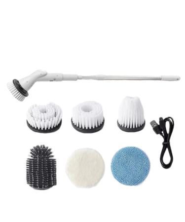 Electric spinn Scrubber - 2000mAh Shower Cleaner Brush Electric | Auto-Rotate Shower Scrubber | 7 Replaceable Brush Heads | Tub Scrubber with Retractable Handle | Household Tools for Tile Floor