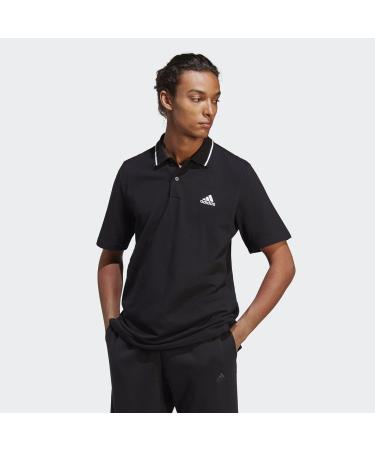 Buy Adidas Male Adult Essentials Piqu Polo Shirt - Black Short Sleeve Size L | International Shipping Available - Buy Online on GoSupps.com