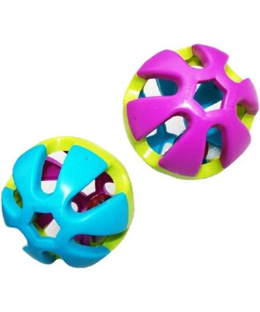 Pet Parrot Toy Colorful Bird Bell Ball For Parakeet Budgie Cockatiel Rabbit Cat Dog Toy Ball 2 Pack - Buy Online on GoSupps.com