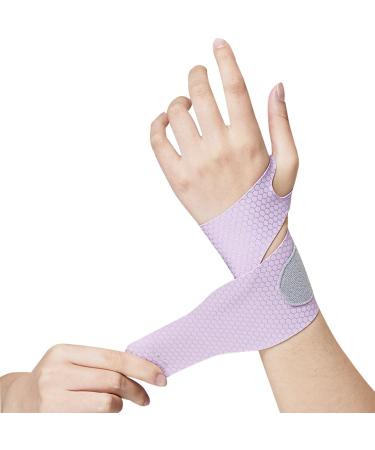 Ultra Thin Wrist Brace Support for Carpal Tunnel Breathable Wrist Band Adjustable velcro straps for Wrist Wraps Stabilizer for Tendonitis Arthrits Pain Relieving Purple 1 Piece Purple One piece