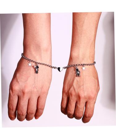 Zerodeko 2 Pairs Astronaut Bracelet Couple Wrist Bracelet Women Adjustable Bracelet Lover Gifts Finger Ring Bracelet Matching Bracelet for Couples Jewelry Stainless Steel Miss As Shown 20x1CM - Buy Online on GoSupps.com