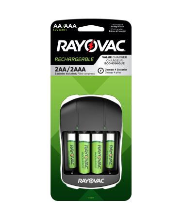Rayovac AA & AAA Rechargeable Batteries with Battery Charger (2 AA & 2 AAA Rechargeable Batteries with Charger) Charger 1 Count