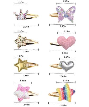 Shop 16-Pack Glittering Hair Clips for Girls | Star Heart & Butterfly Designs | Snappy Clamping Accessories - Buy Online on GoSupps.com
