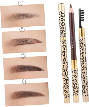 BIUDECO 2 Pieces Leopard Print Double Sided Eyebrow Pencil Brush Professional Light Coffee Colored Makeup Eyebrow Pencils Evenly Coloring Suitable for Daily Use Assorted Colors - Buy Online on GoSupps.com