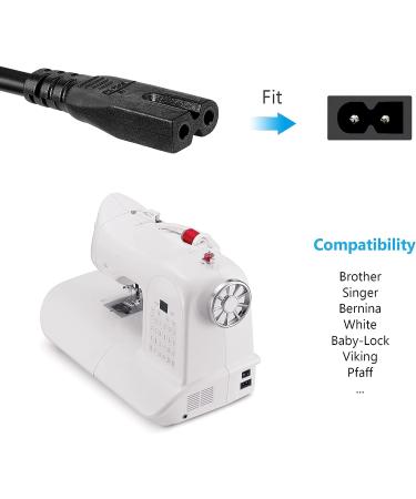 AC Power Cord Cable Compatible with Brother  Singer  White  bernina  Baby-Lock  Viking  Pfaff Sewing Machine 6 FT - Buy Online on GoSupps.com