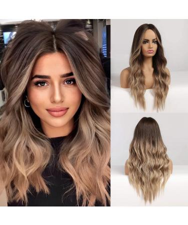 Haircube omber brown wig middle parting long curly women's wigs 24-inch wigs for women naturally looking synthetic wigs omber braun3 - Buy Online on GoSupps.com