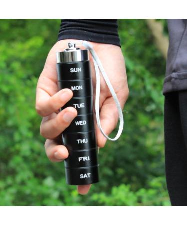 Waterproof Metal Pill Box - 7-Day Aluminum Pill Organizer for First Aid & Medicine (Black) | International Shipping Available - Buy Online on GoSupps.com