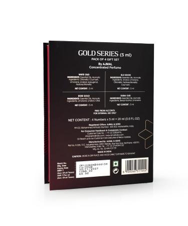Ajmall Gold Series Concentrated Perfume | Set Pack of 4 | Dubai Oud Blu Moon White Oud Rose Gold - Buy Online on GoSupps.com