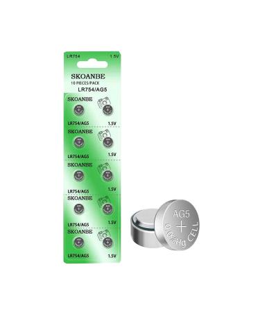 SKOANBE LR754 309/393 ag5 1.5V Watch Button Cell Batteries for Laser(10-Pack)