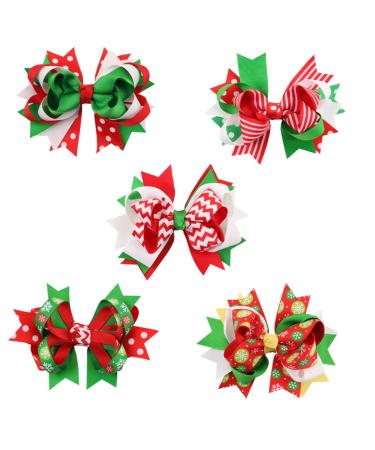 Beaupretty Christmas Baby Hair Bows hair clips girls hair clip Candy Cane Hair Bow hair barrette hair clips for kids Bowknot Barrette fabric Korean version issue Christmas Hairpin