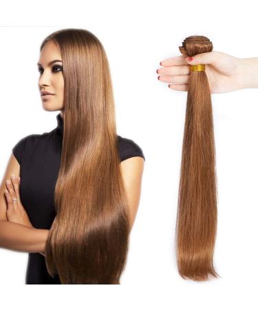 SEGO Brazilian Human Hair Bundles Straight Virgin Weave Brazilian Extensions 100% Human Hair Chestnut Brown 8" Bundle