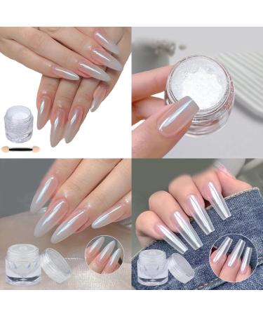 TQUXNGA White Chrome Nail Powder Shimmered Chrome Pigment Powder Mirrored Effect Nails Art Powder for Manicures Decorations - Buy Online on GoSupps.com