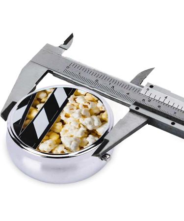 Cinema Movie Clapboard & Popcorn Round Pill Box - 3 Compartment Mini Decorative Travel Organizer for Medicine Tablets & Vitamins - Buy Online on GoSupps.com
