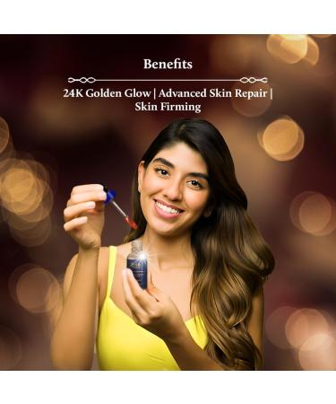 Blue Nectar 24k Gold Serum for Glowing Skin | Natural Kumkumadi Oil Serum for Face Infused with 24K Gold | Ayurvedic Face Serum for Skin Brightening and Skin Firming (24 Herbs 10ml) - Buy Online on GoSupps.com