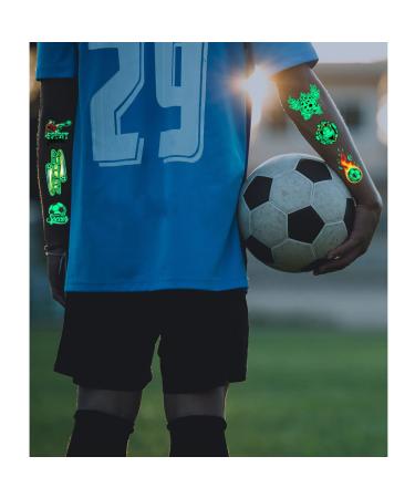 Glow in The Dark Soccer Temporary Tattoos - 10 Sheets | Waterproof Luminous Tattoo Stickers for Boys and Girls | Christmas Party Decoration Supplies - Buy Online on GoSupps.com