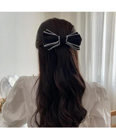 2 Pack Elegant Bow Hair Clips - Black and White Hair Barrettes for Women and Girls - Buy Online on GoSupps.com