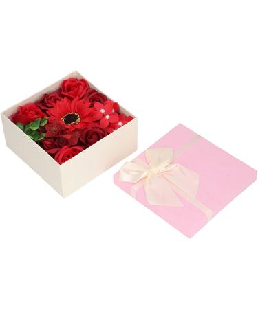 Simulation Flower Bath Soap Women Exquisite Flower Soap Gift Box for Birthday Valentines Day Christmas for Her Women Teens Girls Mom Birthdays (Red) - Buy Online on GoSupps.com