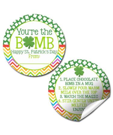 You're The Bomb Shamrock Themed Happy St. Patrick's Day Hot Cocoa Bomb Sticker Labels  Total of 40 2 Circle Stickers (20 sets of 2) by AmandaCreation