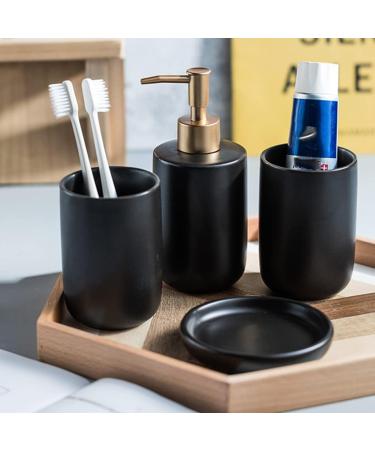 Jolsaawie White Ceramic Bathroom Set - 4-Piece Mouthwash & Toothbrush Cup Set | Stylish & Simple Design for Your Home - Buy Online on GoSupps.com