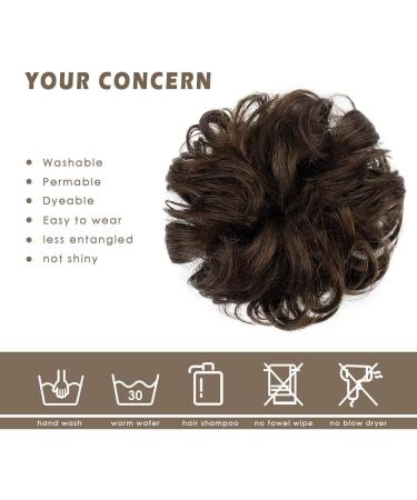 BARSDAR Curly Messy Bun Hairpiece in 4# Brown - 100% Human Hair Scrunchie for Women & Kids - Updo Chignon Extension - 5.1 inch - Buy Online on GoSupps.com
