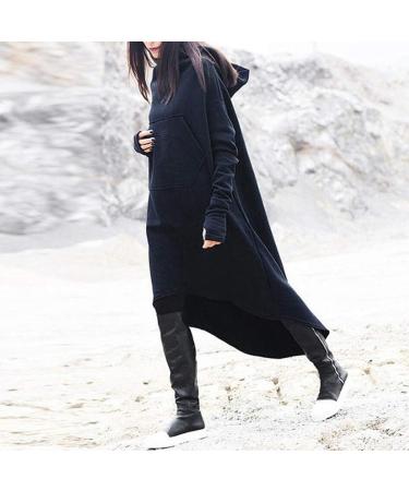Bigfanshu in Women's Clothing Hooded Sweatshirt Long Sleeve Hoodies Ladies Jumper Dress Oversized Dark Blue - Buy Online on GoSupps.com