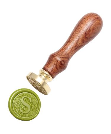 Letter S Wax Seal Stamp  Yoption Brass Head Botanical Alphabet Initial Sealing Stamp with Wooden Handle - Buy Online on GoSupps.com