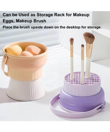 Buy 3-in-1 Makeup Brush Cleaner Solution - Silicone Cleaning Bowl & Mat with Holder (Khaki) - Perfect for Efficient Brush Storage & Drying - Buy Online on GoSupps.com
