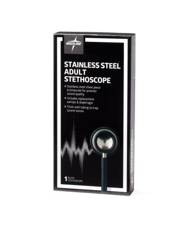 Buy Medline Elite Adult Stainless Steel Stethoscope High Acoustic Sensitivity Black | International Shipping Available - Buy Online on GoSupps.com
