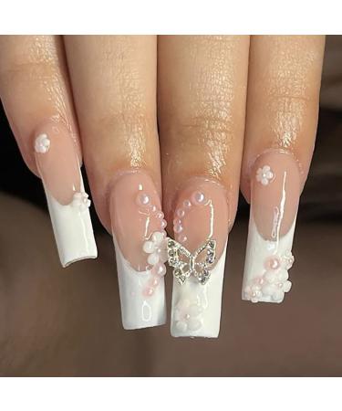 Silver Butterfly Nail Charms - 3D Metallic Rhinestones for Nail Designs | 20pcs - Buy Online on GoSupps.com