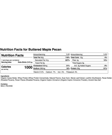 Keto Brick | Keto Snack Bar | Delicious and Easy Keto Snack on the Go | High Protein | High Fat | Sugar Free | Low Carb Bar (2 Pack Buttered Maple Pecan) Buttered Maple Pecan 2 Pack - Buy Online on GoSupps.com